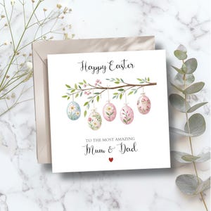 Gepersonaliseerde paaskaart voor papa en mama, paaskaart met eieren, paaskaart voor ouders, paaskaart voor grootouders, opa, oma, of andere familieleden.