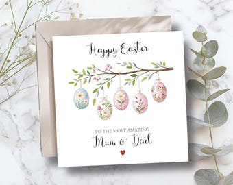 Personligt påskkort för mamma och pappa, påskkort med ägg, påskkort för föräldrar, påskkort för mor- och farföräldrar, morfar, mormor, valfri släkting
