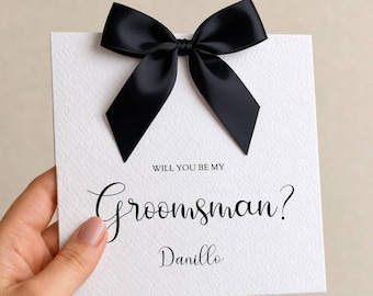 Will You Be My Groomsman Card, Groomsman Proposal Card, Personalised Bow Wedding Proposal Cards, Card For Groomsman, Handmade Ribbon