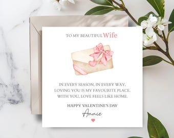 Personalised Quote Valentines Day Card For Her, Married Valentine Card for Wife, Fiancé , Girlfriend, Quote Love Letter Card
