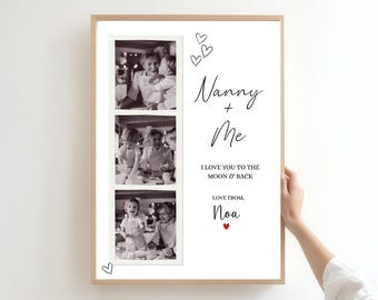 Impresión fotográfica personalizada para la niñera, impresión en tira de fotomatón para la abuela, regalo de cumpleaños, regalo del nieto o la nieta.