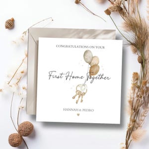 Tarjeta personalizada para nuevo hogar, Tarjeta de feliz nuevo hogar, Tarjeta para el primer hogar juntos, Tarjeta para el primer hogar, Tarjeta para el hogar para siempre, Tarjeta neutral para nuevo hogar