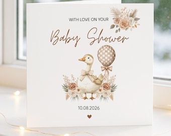 Personalised Baby Shower Card Neutral | New Baby silly goose card | Baby Shower Goose Card for Mum to Be | Vintage Silly Goose Card