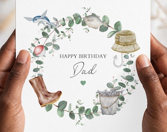 Gepersonaliseerde verjaardagskaart voor papa met visthema - Visverjaardagskaart - Kaart voor de beste papa - Visverjaardagskaart voor papa - Elke relatie - Opa, oom