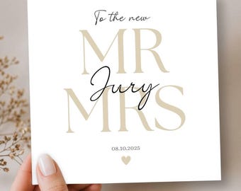 Tarjeta de boda personalizada para los recién casados, Tarjeta para los nuevos esposos, Opciones de color, Tarjeta de boda