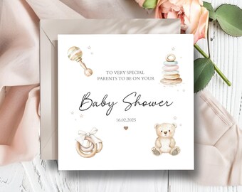 Personalised Baby Shower Card Neutral | Neutral Baby Shower Card Cute Bear, Mummy to be  Card, Baby Shower Gift for Baby Boy or Girl