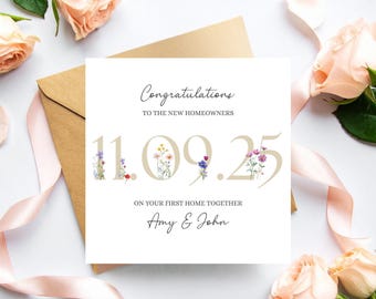 Personalised First Home Card, Congratulations on your First Home Card, First Home Together Card, Happy 1st Home Card With Date