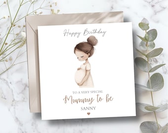 Personalised Mummy to Be Birthday Card, From The Bump Card, Birthday Pregnancy Card- Personalised Card For Mum