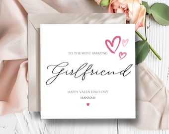 Gepersonaliseerde Valentijnskaart voor je vriendin, eerste Valentijn samen, Valentijnskaart voor een stel (man, vrouw, vriendin), kaart met kalligrafie