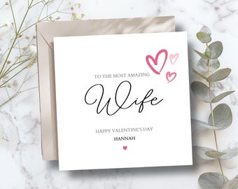 Personalised Wife Valentine's Day Card, 1st Valentine's Together, Married Valentine Card for Husband, Wife, Girlfriend, Calligraphy Card