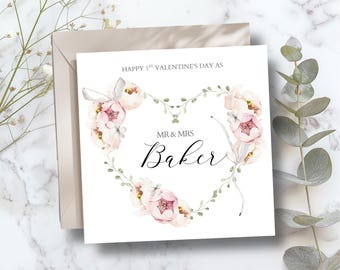 Biglietto personalizzato per il primo San Valentino da marito e moglie, primo San Valentino insieme, biglietto di San Valentino per sposati, biglietto con calligrafia