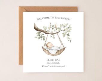 Personalided New Baby Card: Welcome to the World, Neutral Greeting Card