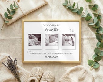 Personligt fototryck för moster, fototryck för nybliven moster, present till ny moster, present till nyfödd moster, present från nyfödd till moster