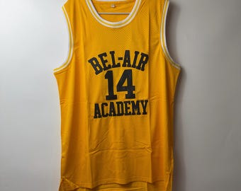 Bel-Air Academy 14 Basketballtrikot Retro 90er Jahre Klassisches Mesh Sportliches Tanktop Grün Schwarz Gelb