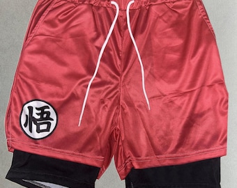 Individuell gestaltete Anime-Shorts, Herren-Freizeitshorts, 3D-Druck, 2-in-1-Muster, Streetwear-Shorts