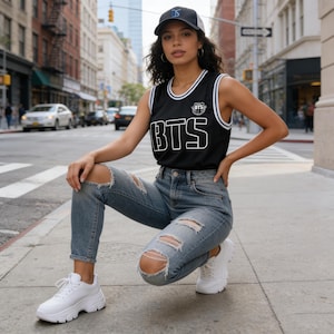 BTS Inspired K-pop Fan Basketball Jersey, Custom Name Number Mesh Jersey , 92 93 95 97 Embroidered Unisex fan Sports Gift