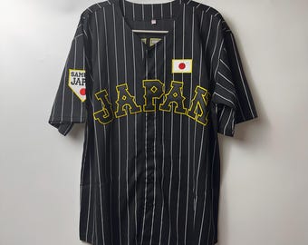 Japanisches Baseballtrikot OHTANI 16, Schwarz, Team Japan Sportswear, Retro-Baseballtrikot im japanischen Samurai-Stil, personalisierbar mit Teamnamen