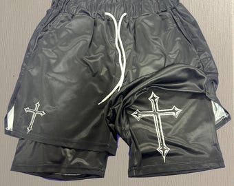 Men's Cross Shorts, Summer Shorts, 3D Digital Print Two-in-One, Casual Sports Jogging Shorts with Two Pockets