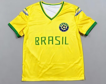 Individuell gestaltbares brasilianisches Heimtrikot, Neymar-Trikot Nr. 10, Kinder-Fußballtrikot-Set, personalisiert mit Name und Nummer, Gelb, für Männer, Frauen, Jugendliche