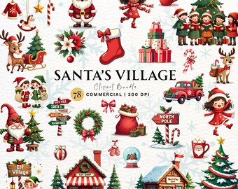 Weihnachten Clipart | Nikolaus, Elfen, Rentier (Digital Download)