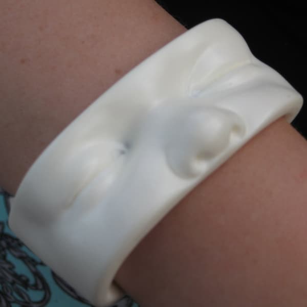 Sleeping Doll Face with ears - resin wrist cuff / bangle / wearable art/ costume jewelry