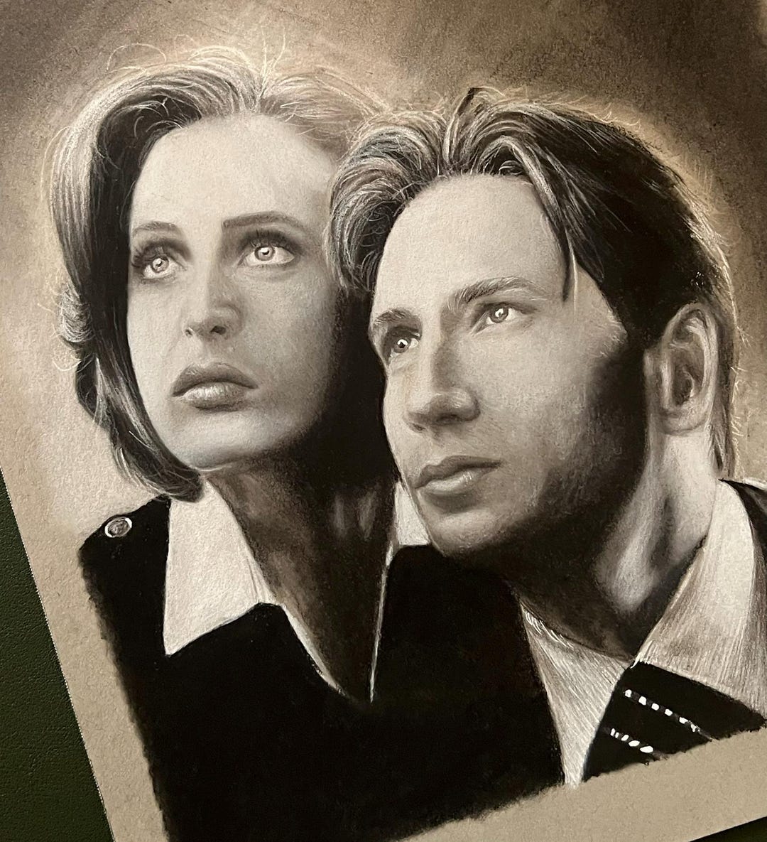 Dana Scully/fox Mulder Drawing - Etsy