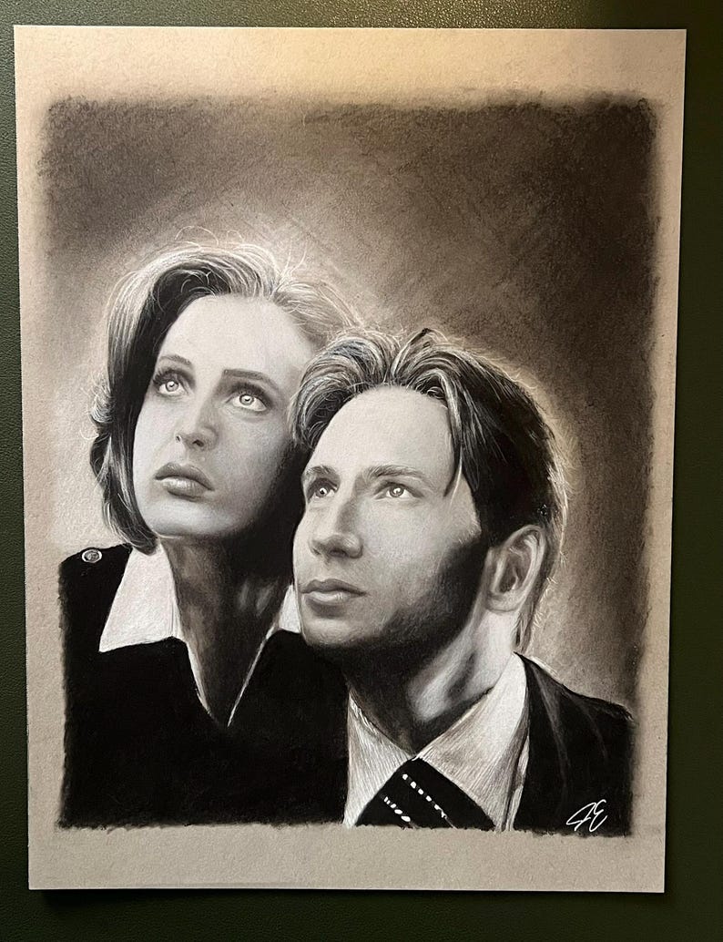 Dana Scully/fox Mulder Drawing - Etsy