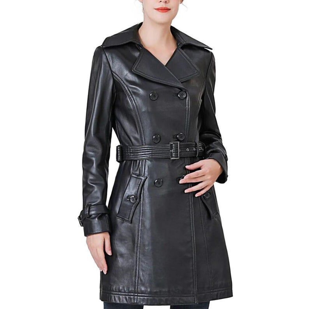 Trench-coat En Cuir Véritable Peau D'agneau Zayn Leather - Plusieurs Tailles (XS à 3XL) - Neuf Avec étiquettes