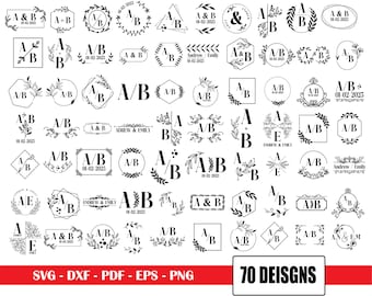 Monogram SVG Bundle: Wedding, Family Name, & Cutting Board Designs (Digital Download)