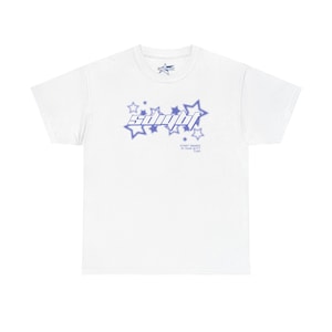 May include: White t-shirt with a blue graphic design. The design features the word "sdngbl" in a stylized font, surrounded by blue star shapes. Below the word is the text "Start digging in your butt fun".