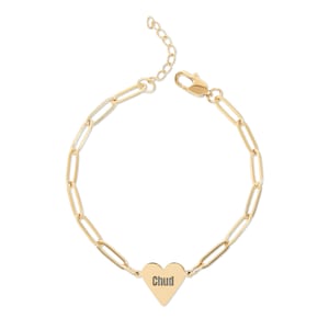 Chud Engraved Heart Paperclip Bracelet | chud, genz, incel, meme, gift for him, reels meme, funny bracelet, boyfriend gift, teen, matching
