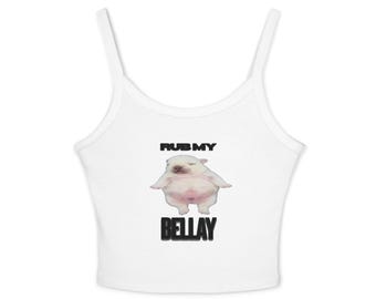 Funny Pibble Rub My Belly Tank Top, Rub my Belly Ballay, Streetwear, Birthday Gift, Brainrot Tank Top, Meme Shirt, French BullDog Funny