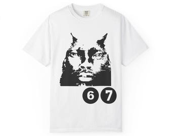 67 T-Shirt, Streetwear fit, Meme Funny Cat Graphic T-Shirt, Cool Cat Tee, Unisex Cotton, Unique Brainrot Genz, Gift for Teens & Young Adults