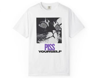 Funny Hypnotic Cat T-Shirt, Quirky Gift, Birthday Gift T-Shirt, Meme Cat, Piss Yourself, PG-13, Brainrot T-shirt, Teen and Young Adult
