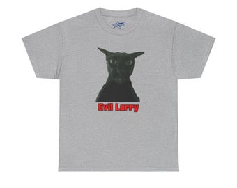 Camiseta unisex con el meme del gato malvado de Larry, divertida camiseta de algodón, regalo para adolescentes y amigos, ropa urbana, meme de Brainrot.