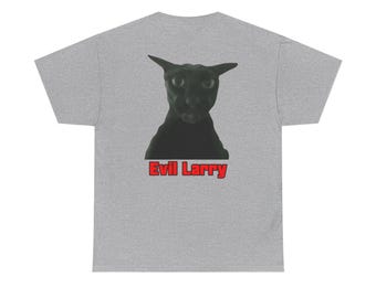 Evil Larry Funny Meme Cat Back Graphic Unisex Tee, Cotton T-Shirt, Brainrot Shirt, Gift for Teens & Friends, Streetwear T shirt, Larry Cat