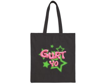 Gurt Yo Funny Meme Double Sided Tote Bag, Canvas Tote Bag, Brainrot Gurt yo Tote Graphic, Gift for Friends, Yogurt Graphic, Streetwear