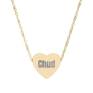 Chud Engraved Heart Necklace | Chud Foid matching couples necklace, meme jewelry, gift for him, incel culture, genz, reels meme