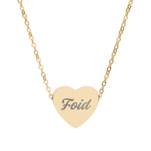 Foid Engraved Heart Necklace | Chud Foid matching couples necklace, meme jewelry, gift for her, incel culture, genz, reels meme