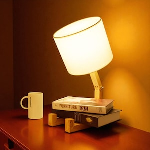 Houten boekenhouder Studielamp: warm licht leeslampje naast bed