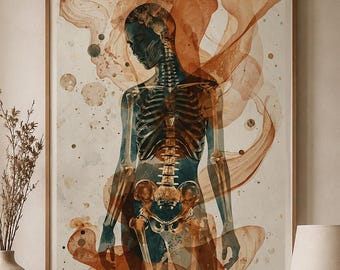Lámina decorativa abstracta de esqueleto para imprimir en la pared, lámina de anatomía médica gótica (descarga digital)