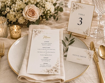 Editable Wedding Invitation Suite | Minimalist Beige Canva Templates (10-Piece Bundle)