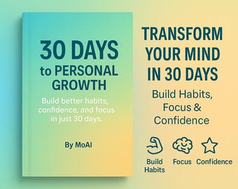 30-Day Personal Growth Planner | Habit Tracker, Mindset Reset (Digital Download)