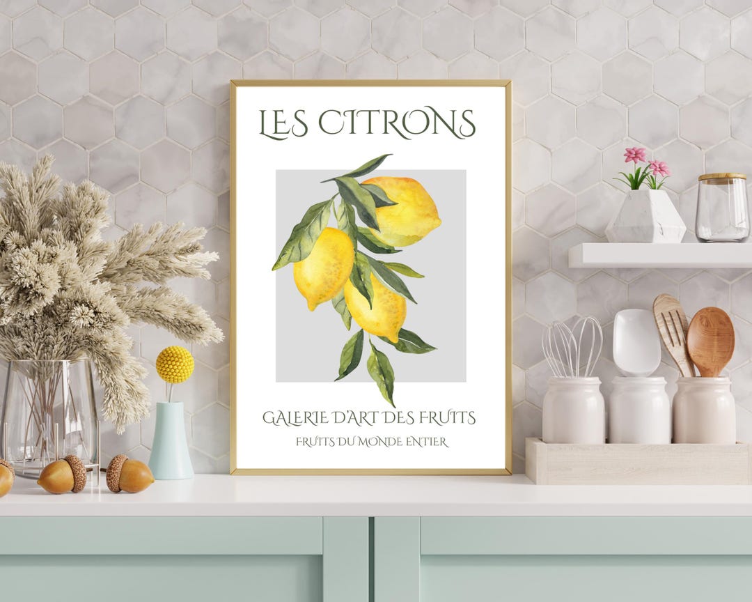 Les Citrons Lemon Print | French Fruit Art | Kitchen Wall Decor - Etsy
