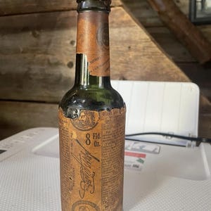 Antique Abbotts Bitters Bottle With Label And Top - Green