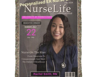 Personalized ER Nurse Magazine Cover Blanket – Graduation Keepsake Gift