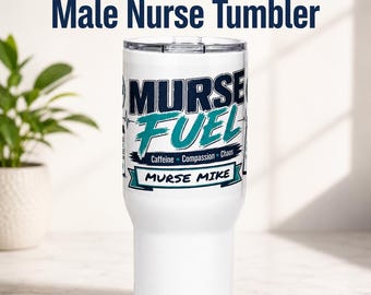 Personalized Male Nurse Travel Mug, Custom Murse Tumbler, Name Credentials Nurse Gift for Him, 25oz 40oz