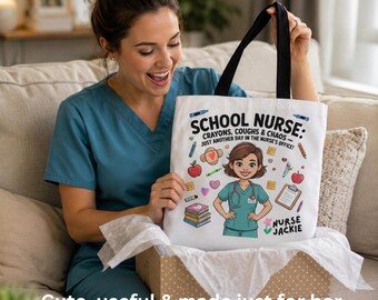 Personalized School Nurse Tote, Fun Appreciation Gift, Custom Bag