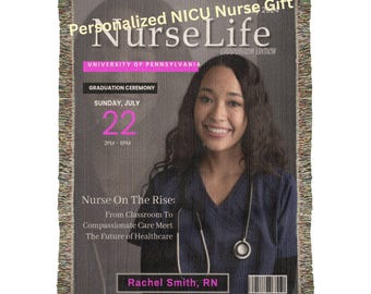 Personalized NICU Nurse Magazine Cover Blanket – Graduation Keepsake Gift