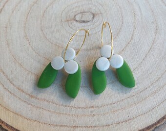 Mistletoe Christmas Drop Earrings | Handmade Polymer Clay Lightweight Jewellery Christmas Gift